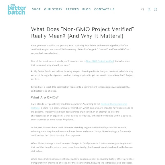Sample landing page written by Elizabeth Mesley for My Better Batch