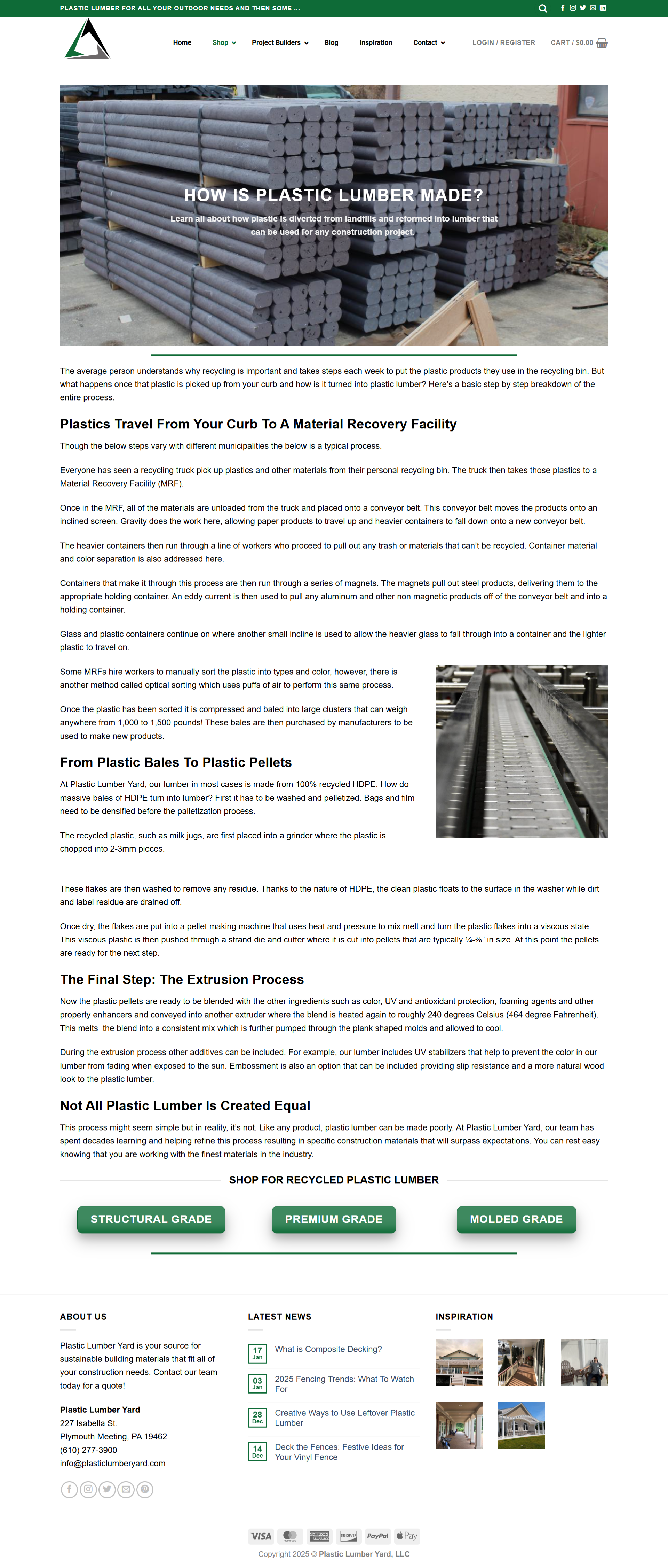 Screenshot of page titled "How Plastic Lumber is Made" by Elizabeth Mesley