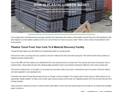 Screenshot of landing page - how plastic lumber is made - by Elizabeth Mesley.