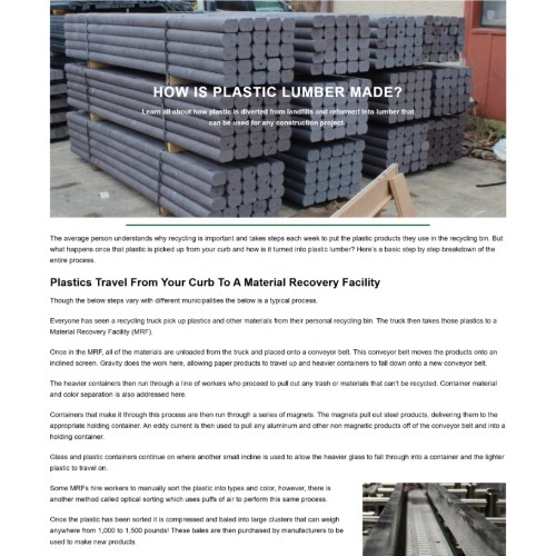Screenshot of landing page - how plastic lumber is made - by Elizabeth Mesley.